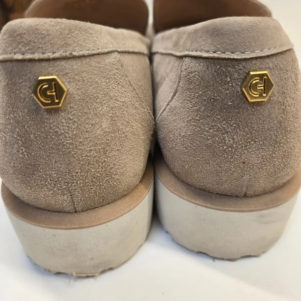 Cole Haan Grand 360 Size 9.5 Tan Suede Geneva Chain Loafer Flats with Lug Soles